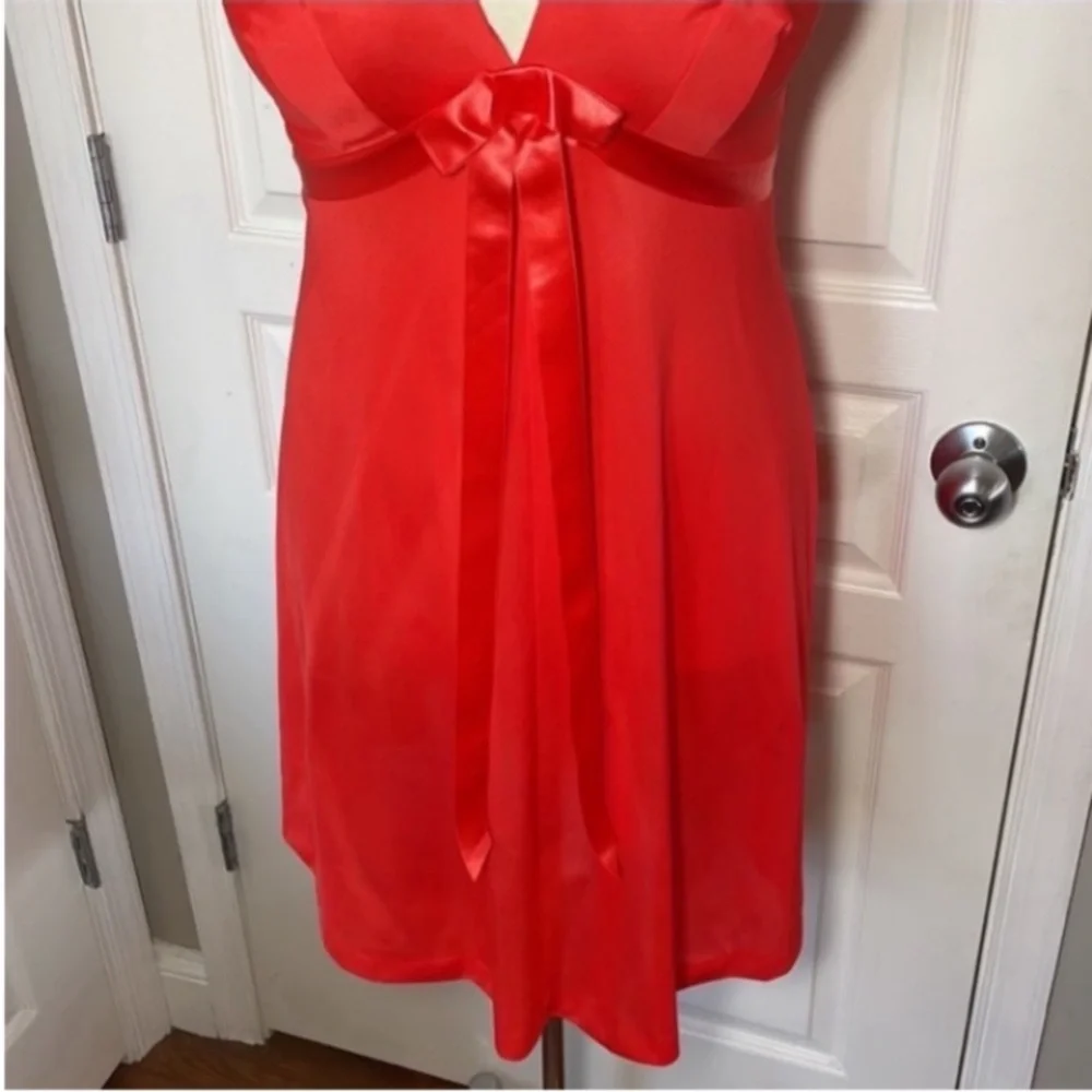 Gaymode 60s Mini Slip Dress Gown Orange Red Antron3 Christmas Party Ball Vintage - Picture 6 of 16